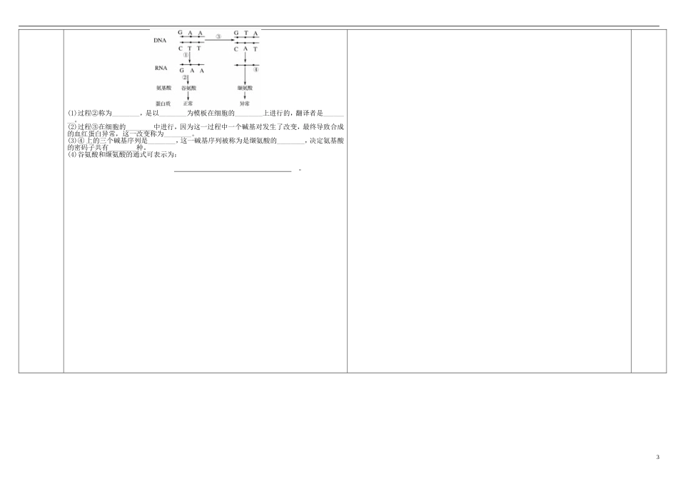 陕西省兴平市秦岭中学高中生物《5.1 基因突变和基因重组》学案 新人教版必修2_第3页