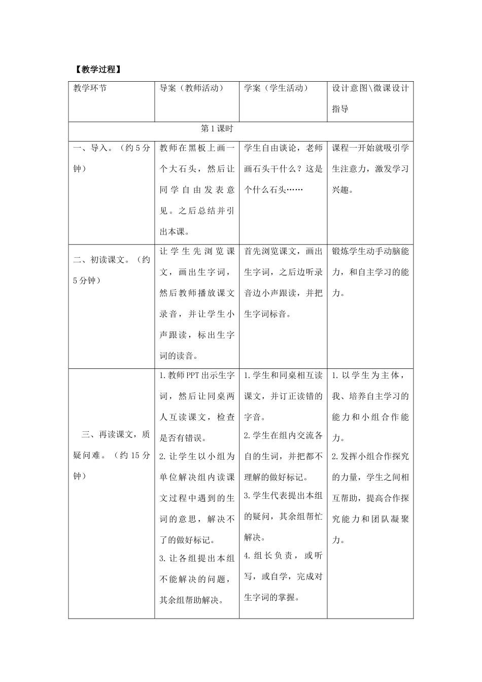 四年级语文上册 21.一块神奇的石头（1）教案 语文S版-语文S版小学四年级上册语文教案_第2页
