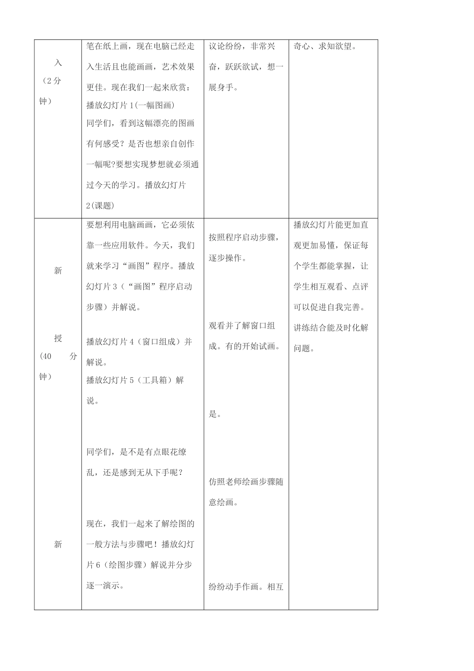 七年级信息技术上册 画图程序与使用教学设计_第2页
