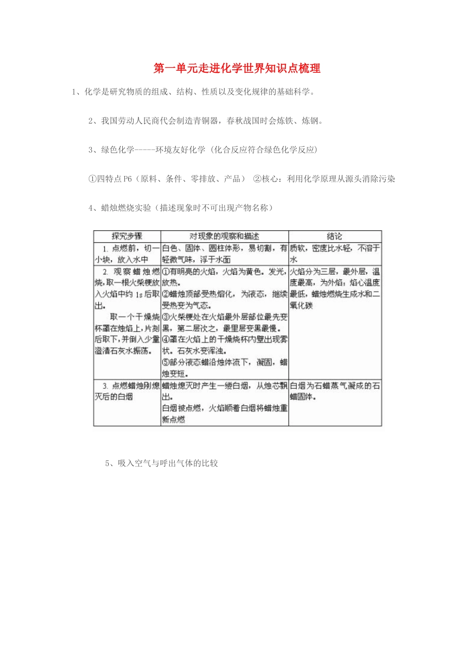 九年级化学上册 化学走进化学世界 教案 人教新课标版_第1页