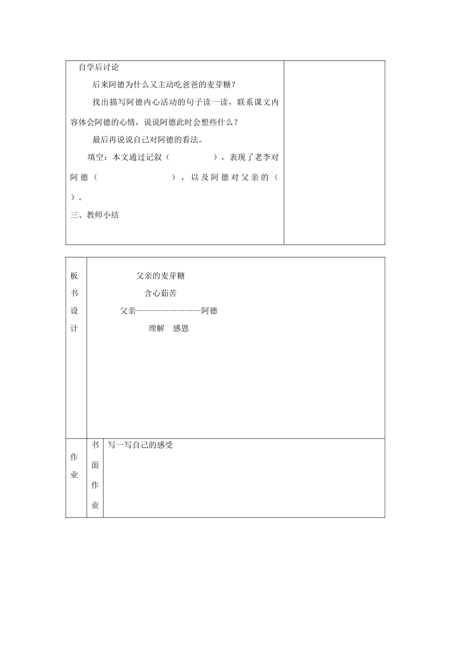 六年级语文上册 第八单元 32《父亲的麦芽糖》原创教案 北京版-北京版小学六年级上册语文教案_第3页