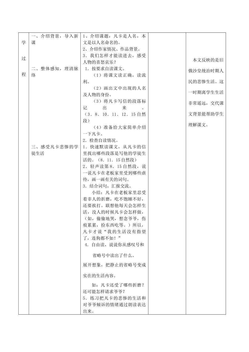 秋六年级语文上册《凡卡》教学设计 沪教版-沪教版小学六年级上册语文教案_第2页