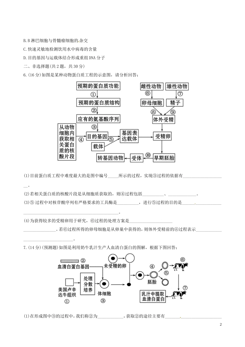 【全程复习方略】(广东专用)2013版高中生物-1.1.3、1.4基因工程的应用-蛋白质工程的崛起课时提能演练新人_第2页