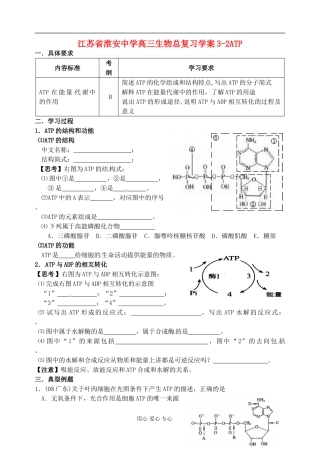 江苏省淮安中学高三生物总复习 3-2ATP学案