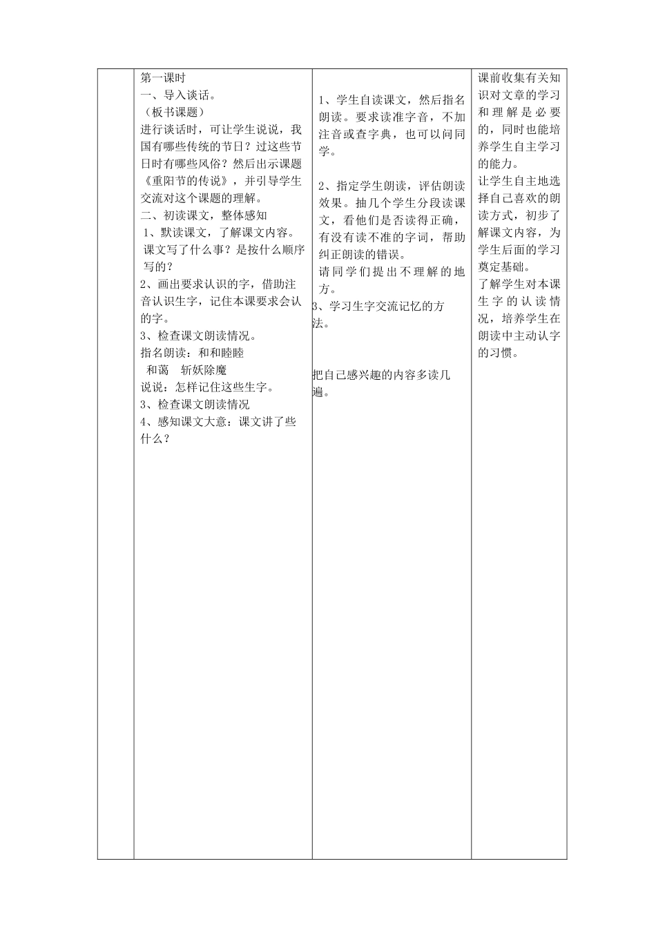 四年级语文上册 第八单元 29重阳节的传说教案2 语文S版-语文S版小学四年级上册语文教案_第2页