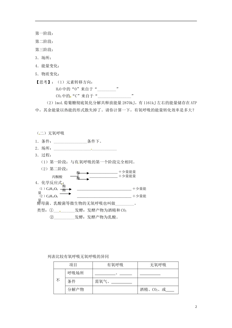 江苏省常州市西夏墅中学高一生物《ATP的主要来源 细胞呼吸》学案 苏教版_第2页