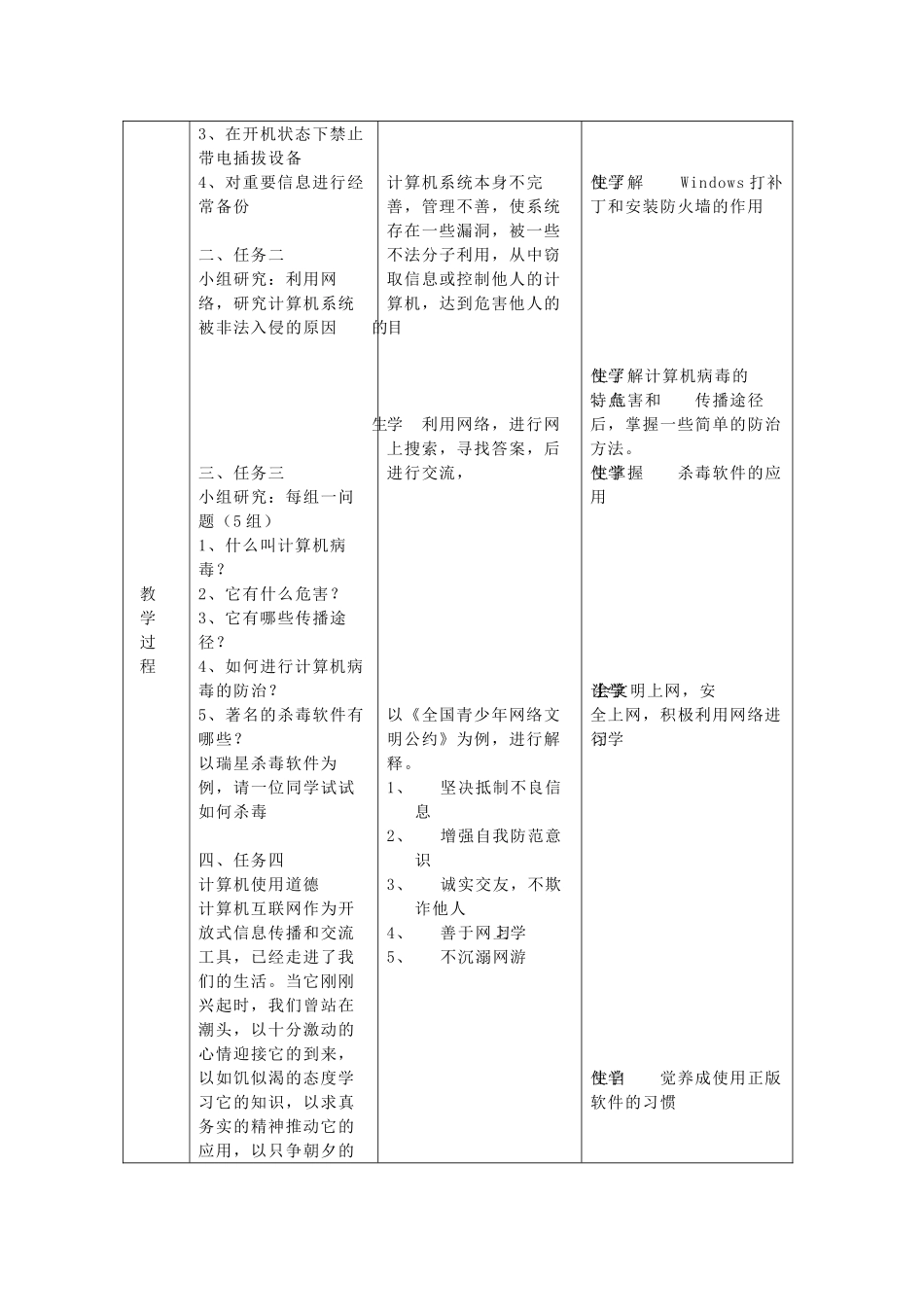 七年级信息技术上册 第四课 负责任地使用计算机教案_第2页