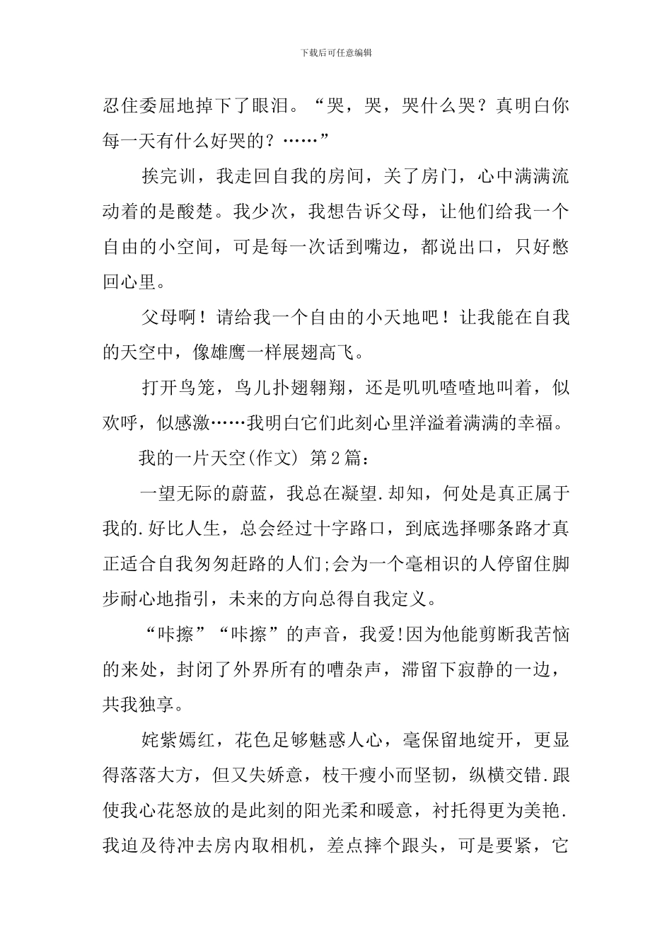 我的一片天空(25篇)_第2页