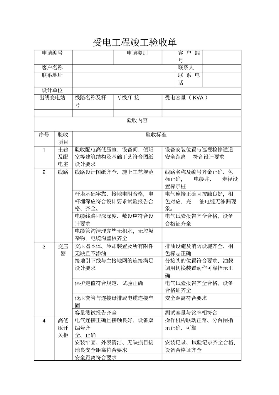 受电工程竣工验收单_第1页