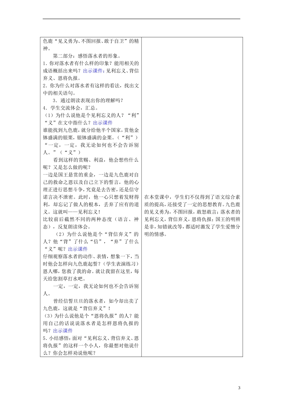 五年级语文上册 九色鹿教案 冀教版_第3页
