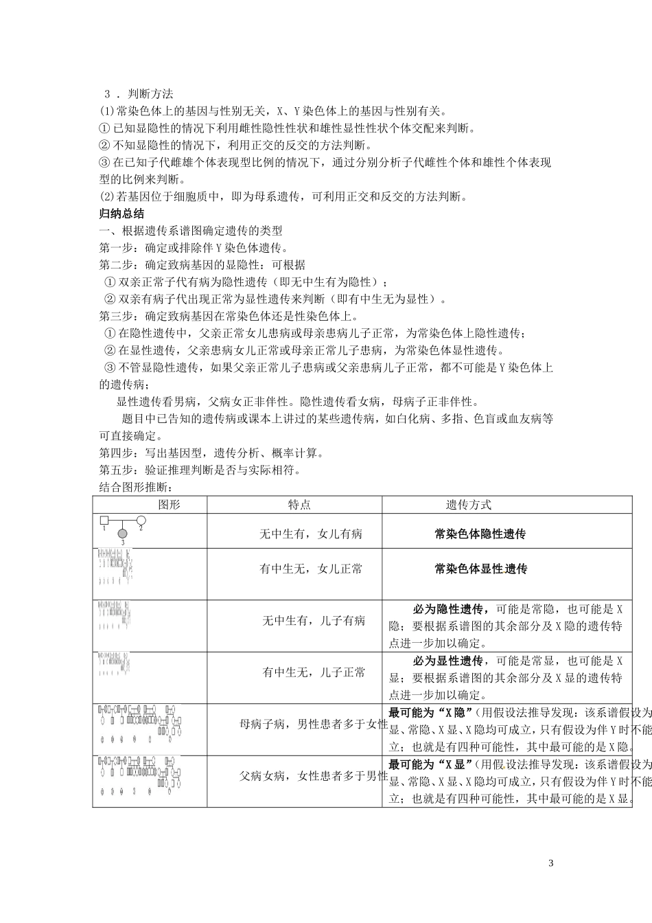 四川省岳池县第一中学高中生物 2.3 伴性遗传的应用（第2课时）学案 新人教版必修2_第3页