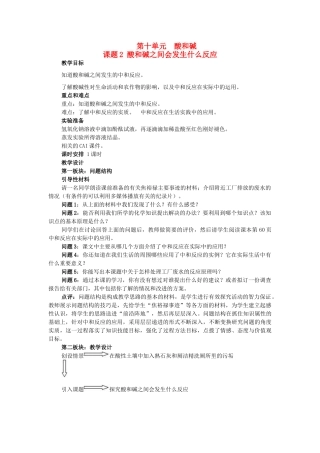 山东省郯城实验中学2012-2013学年九年级化学下册 第十单元《课题2 酸和碱之间会发生什么反应》教案 （新版）新人教版