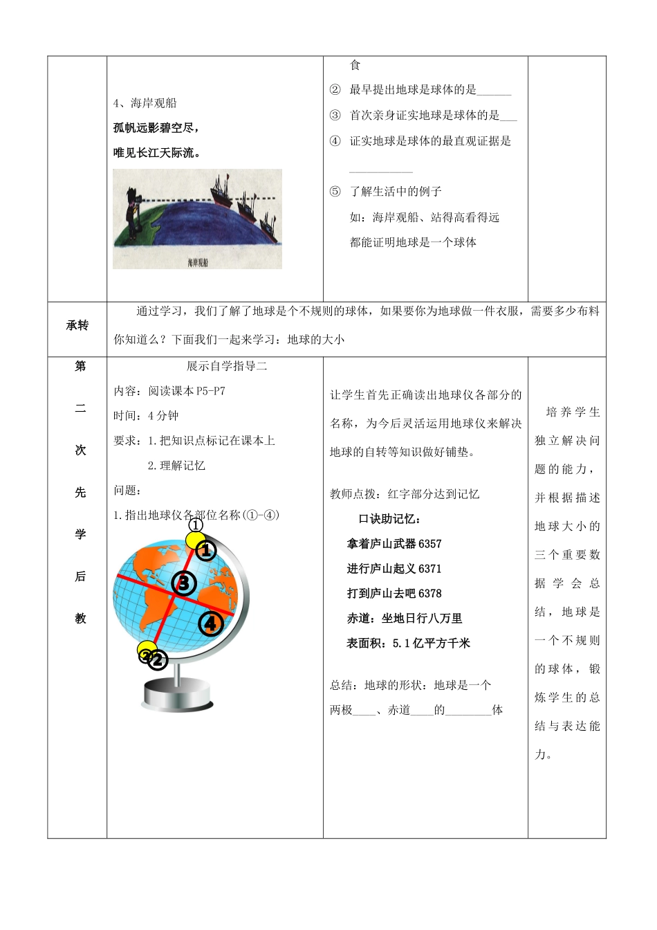 七年级地理上册 1.1《地球的形状与大小》教案 （新版）商务星球版-（新版）商务星球版初中七年级上册地理教案_第3页