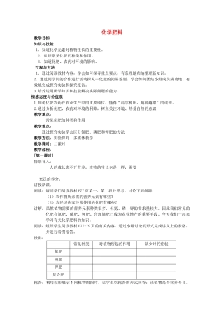 九年级化学 10.2 化学肥料教案 北京课改版