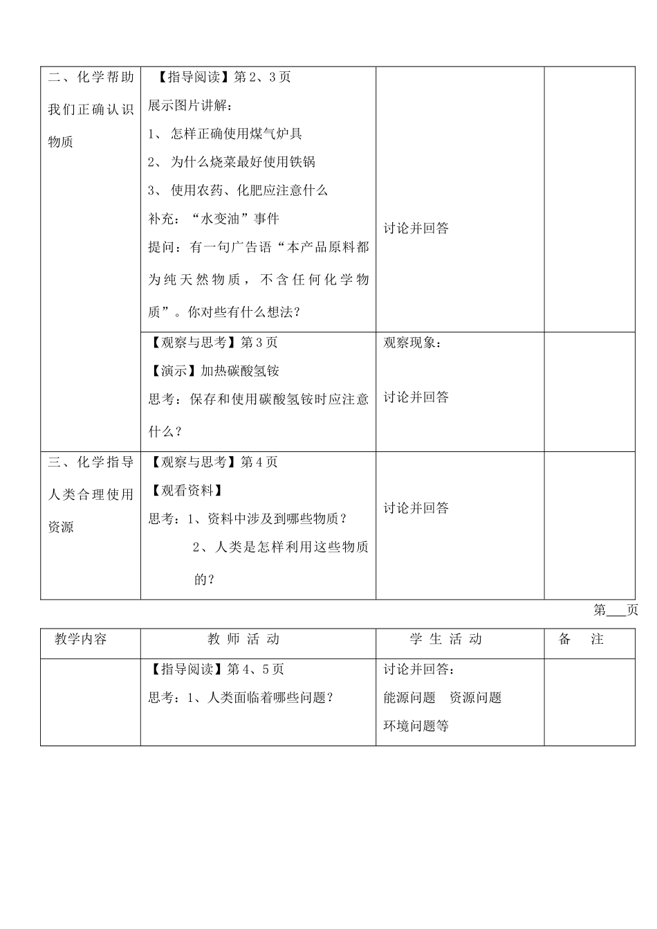 九年级化学上册 1.1化学给我们带来什么教案 沪教版_第2页