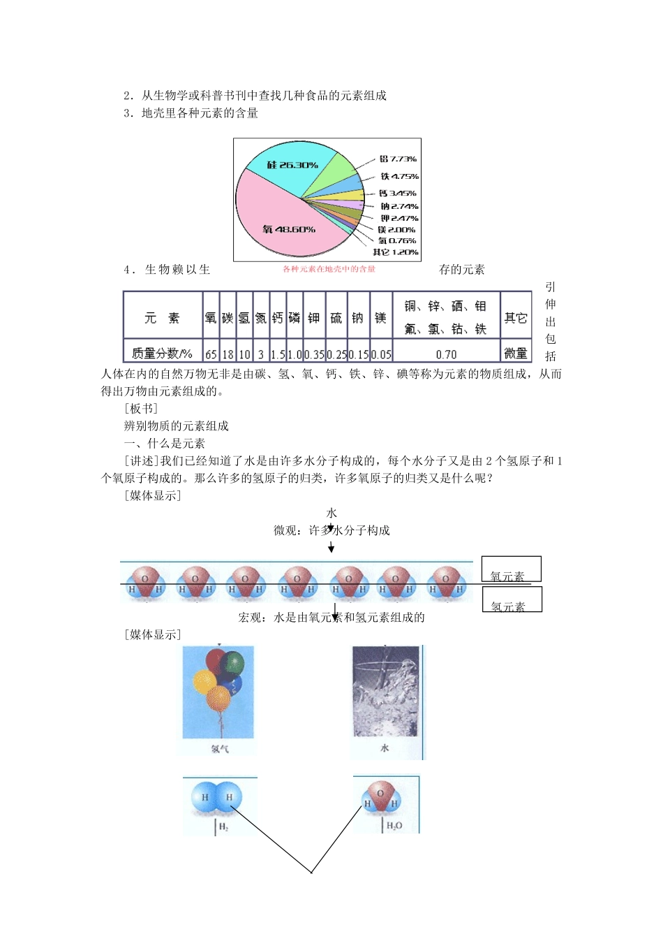 九年级化学上册《2.4 辨别物质的元素组成》教学设计 （新版）粤教版-（新版）粤教版初中九年级上册化学教案_第2页