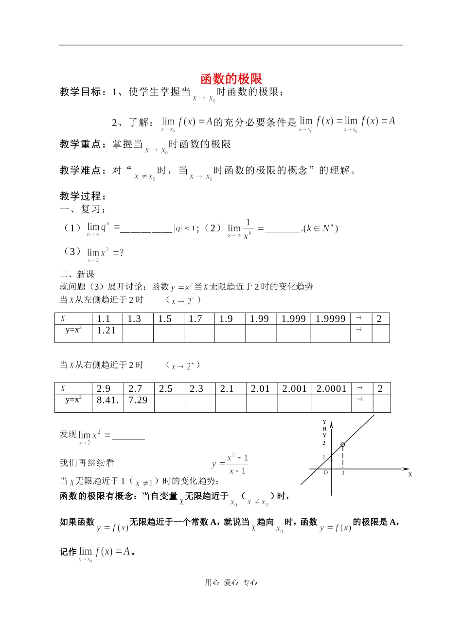 江苏省江阴高级中学高中数学教案：函数的极限_第1页