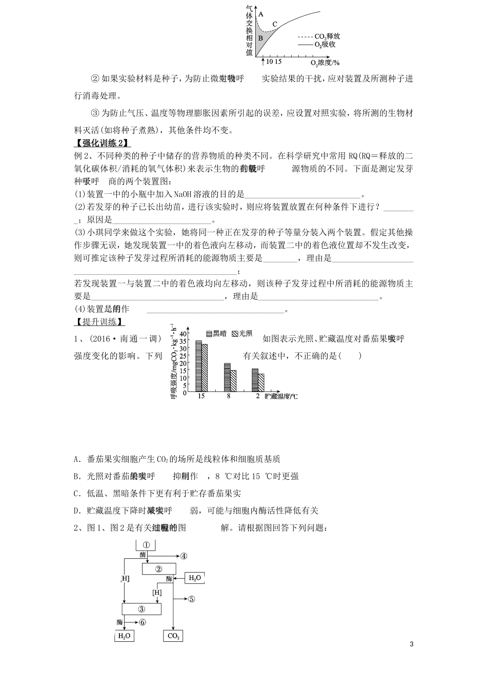 山东省日照市高三生物一轮复习 细胞呼吸（第二课时）学案-人教版高三全册生物学案_第3页