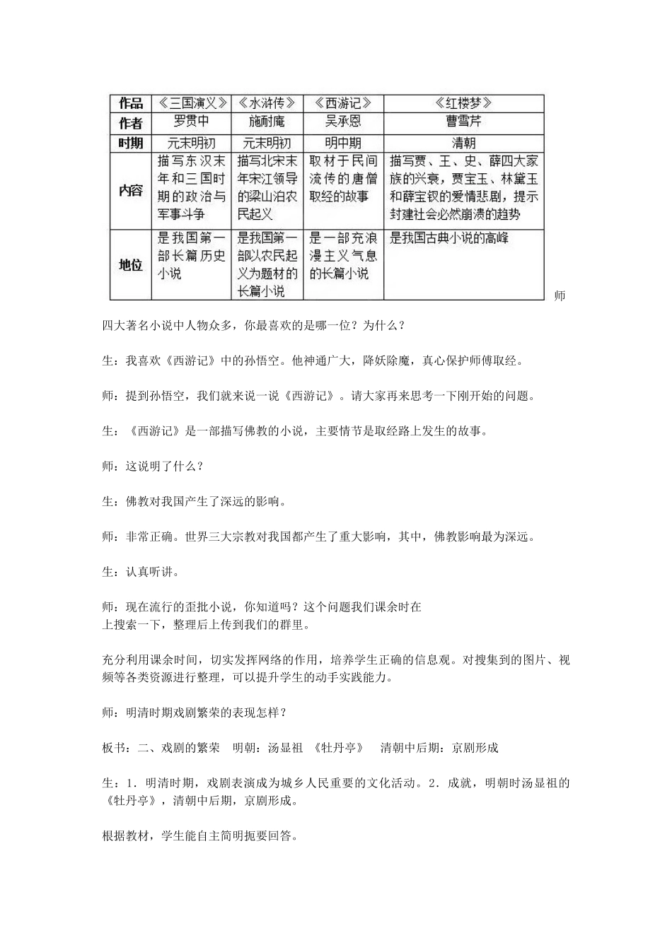 七年级历史下册 第22课 时代特点鲜明的明清文化（二）教学设计 新人教版-新人教版初中七年级下册历史教案_第3页