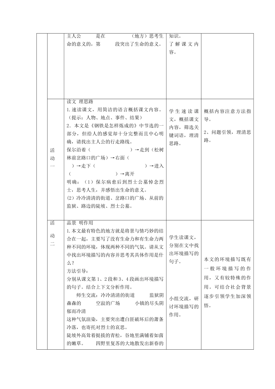 六年级语文上册 第一单元 第4课《生命的意义》教学设计 鲁教版五四制-鲁教版五四制小学六年级上册语文教案_第2页