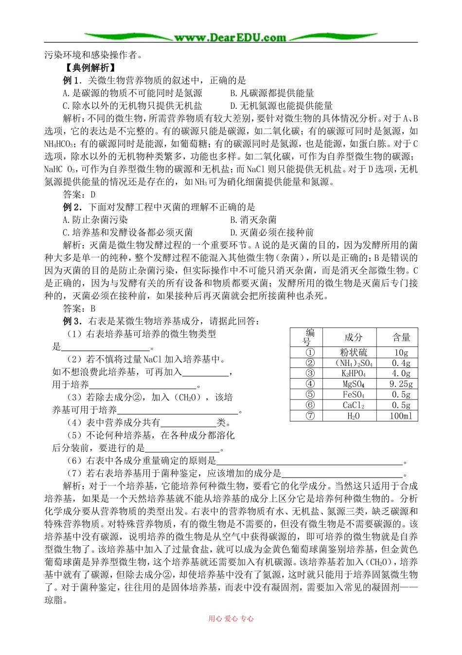 新人教版高中生物选修1微生物的实验室培养 学案_第3页