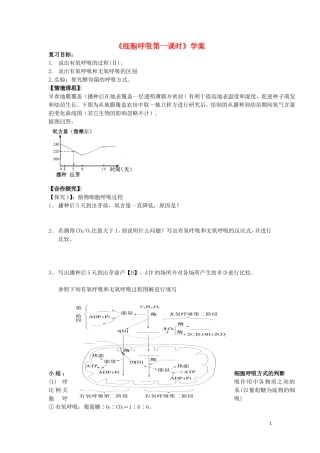 山东省日照市高三生物一轮复习 细胞呼吸（第一课时）学案-人教版高三全册生物学案