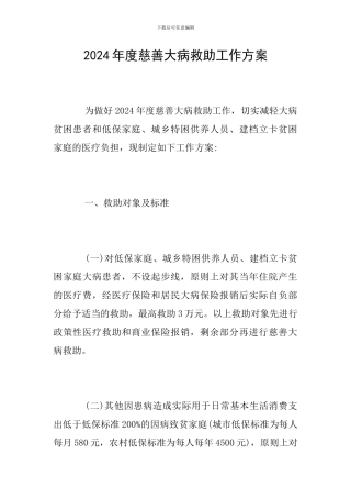 2024年度慈善大病救助工作方案
