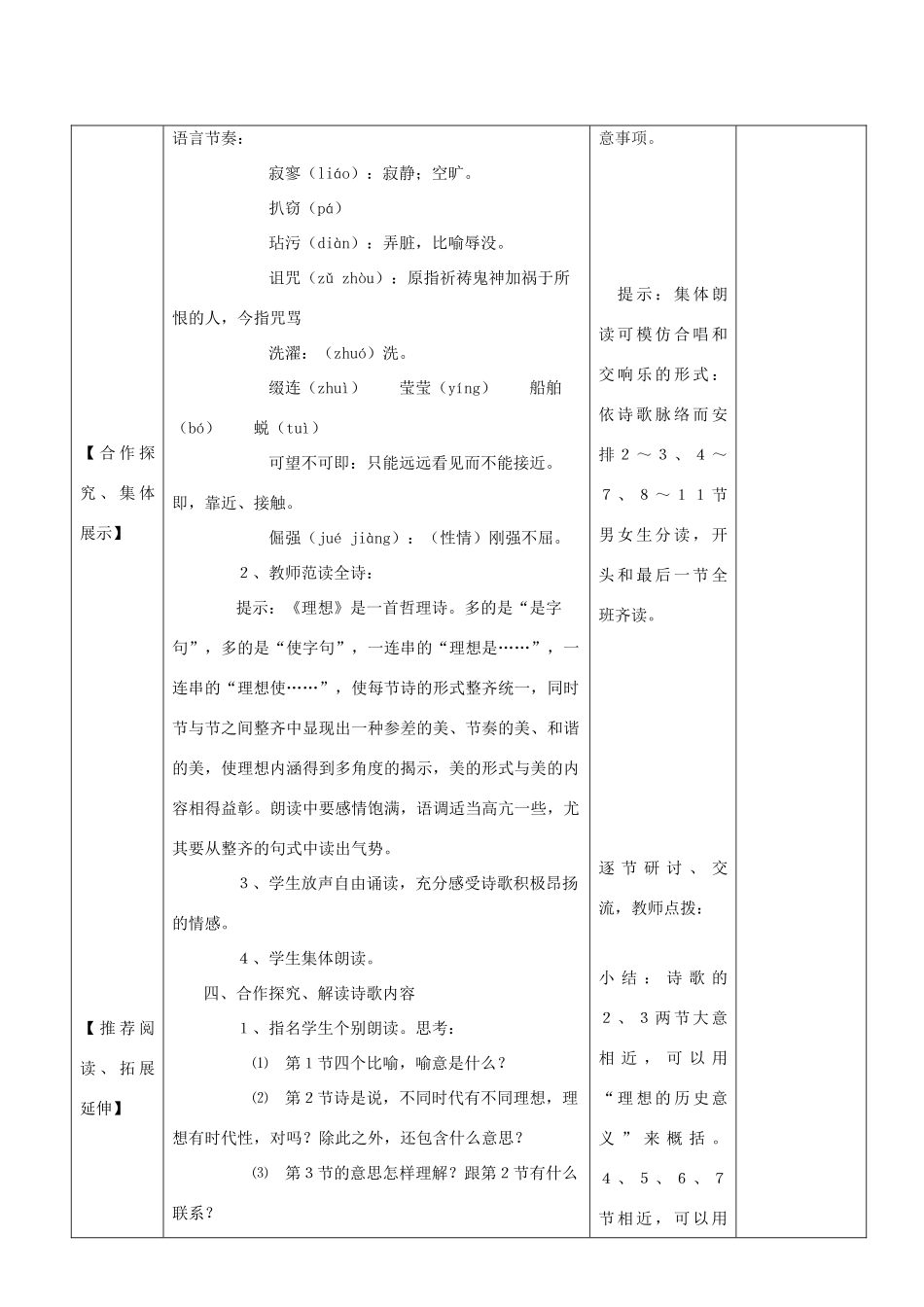 山东省济南市六年级语文下册 1 理想教案 鲁教版五四制-鲁教版五四制小学六年级下册语文教案_第3页