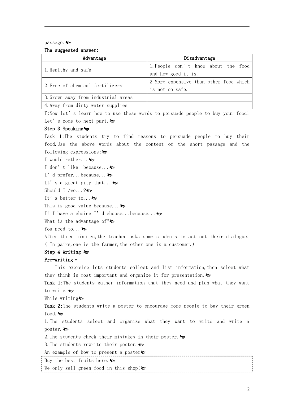 高中英语-Period-5-Speaking-and-Writing(Unit-2-Working-the-land)优秀教案-新人教版必修4_第2页