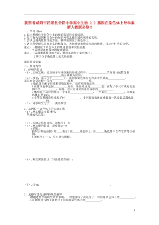 陕西省咸阳市泾阳县云阳中学高中生物 2.2 基因在染色体上导学案 新人教版必修2 