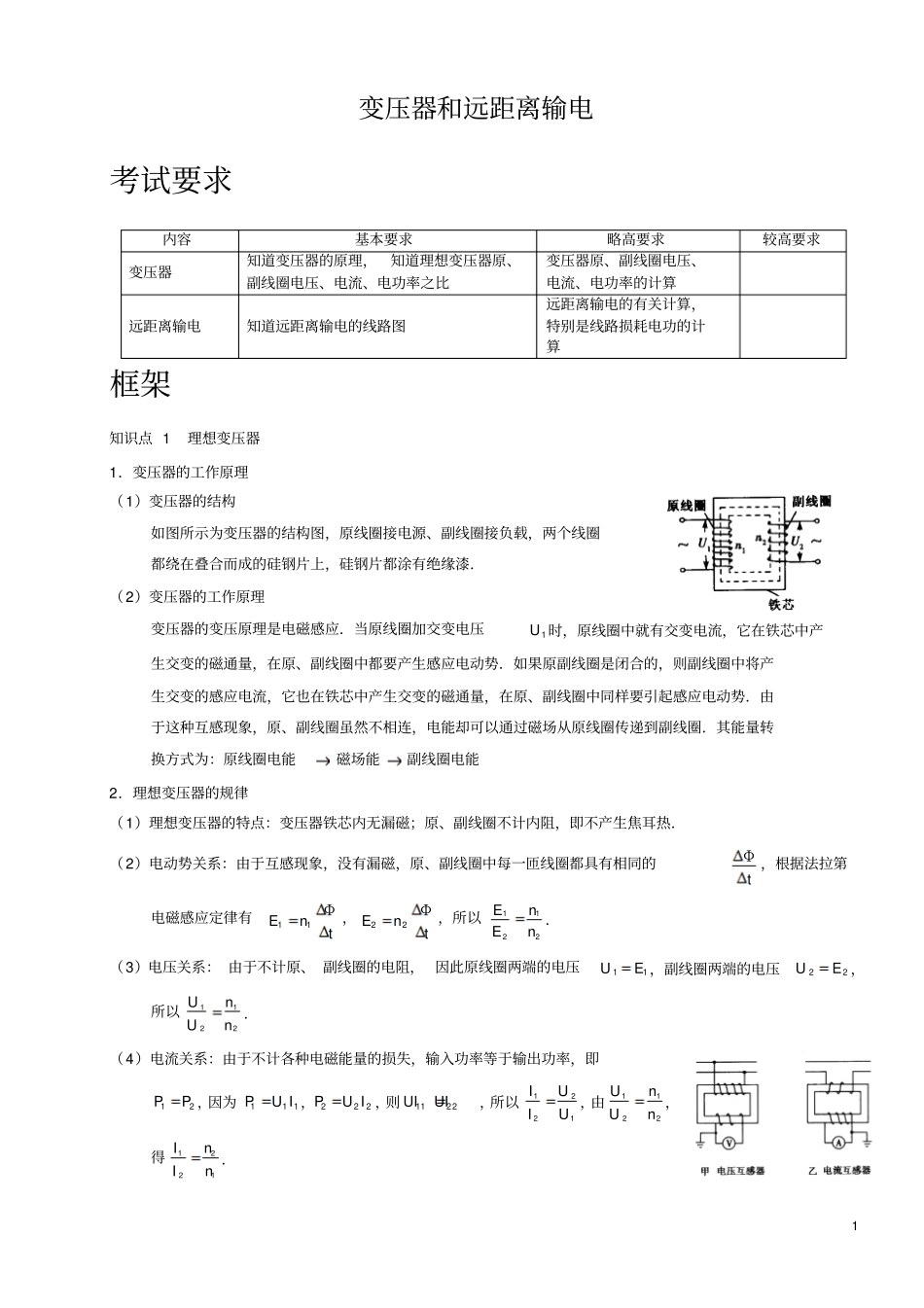 变压器和远距离输电A级模板_第1页