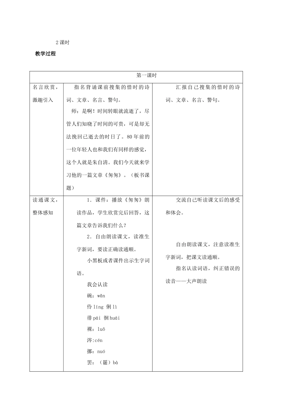 六年级语文下册 匆匆 15教案 人教新课标版_第2页