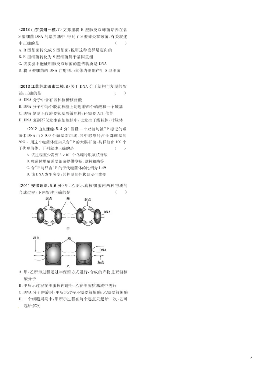 山东省乐陵市第一中学高考生物总复习 遗传的分子基础学案_第2页