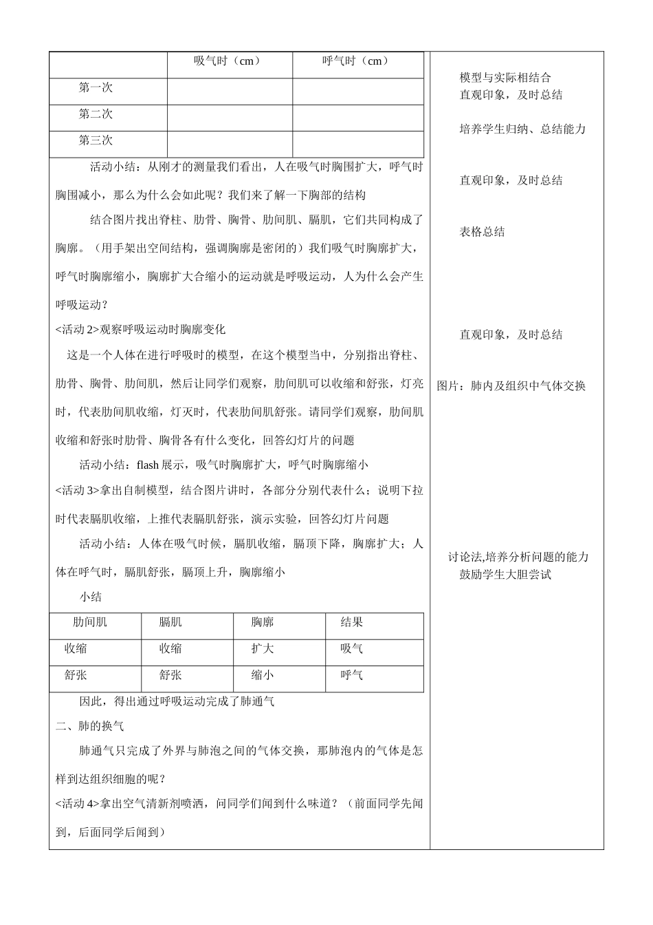 七年级生物《呼吸的全过程》教学设计苏科版_第2页