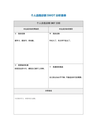 个人自我诊断SWOT分析表.doc11