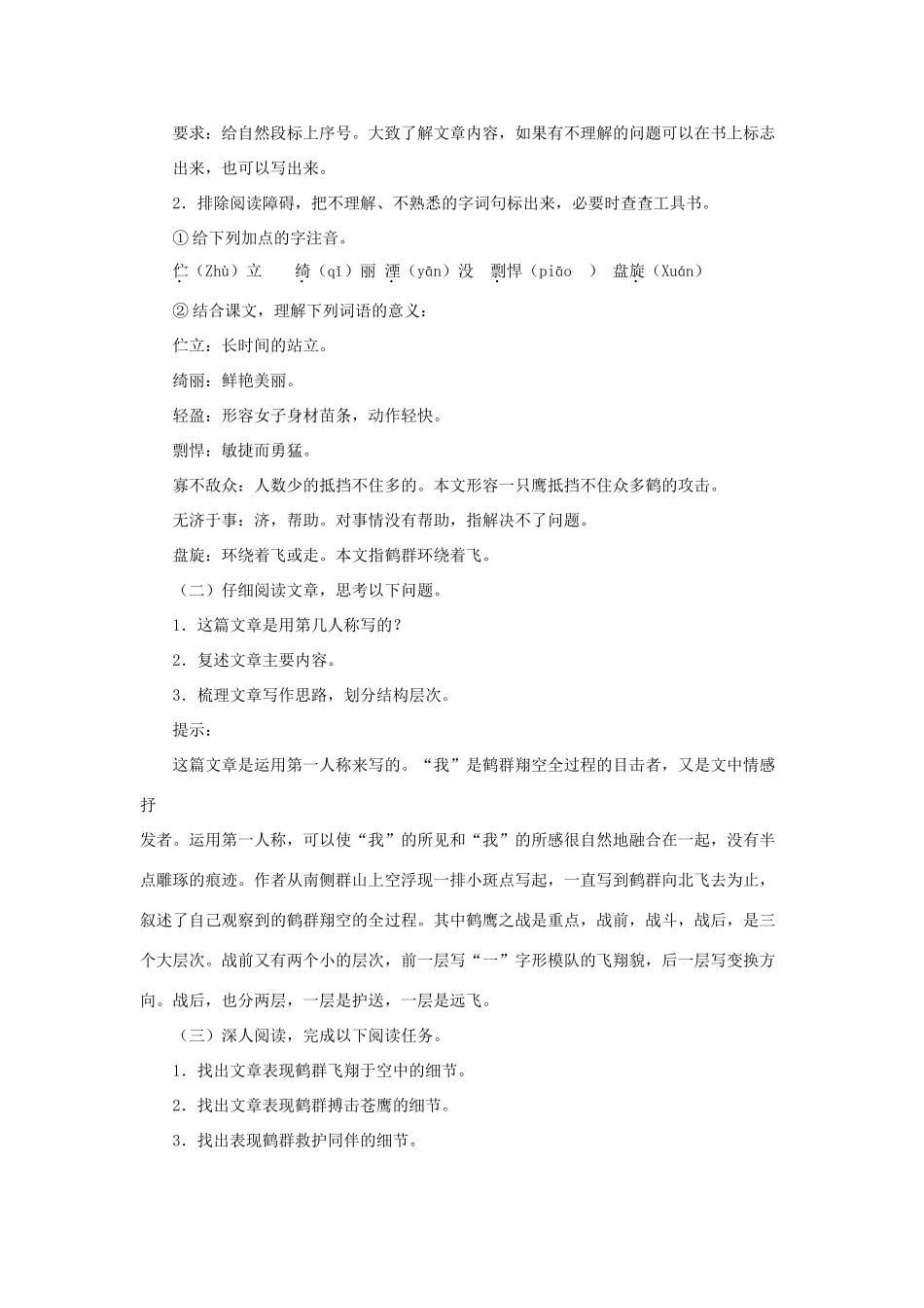 金识源六年级语文下册 26《鹤群翔空》教案  鲁教版五四制-鲁教版五四制小学六年级下册语文教案_第2页