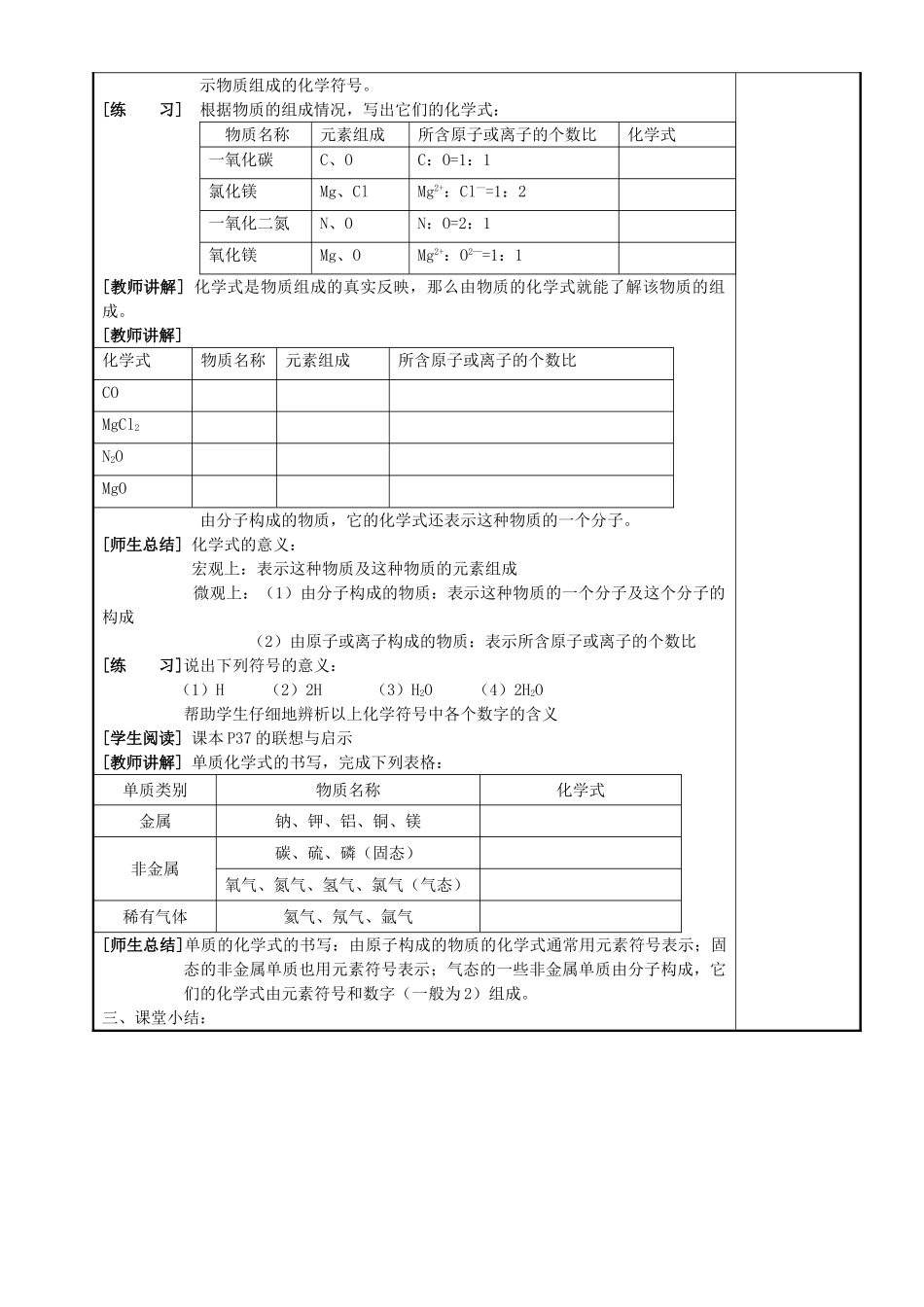 九年级化学 第三章第四节物质组成的表示方法教案 沪教版_第2页