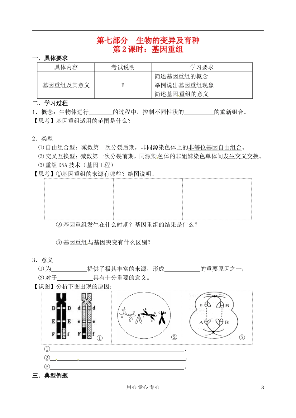江苏省淮安中学高三生物总复习 7-2基因重组学案_第1页