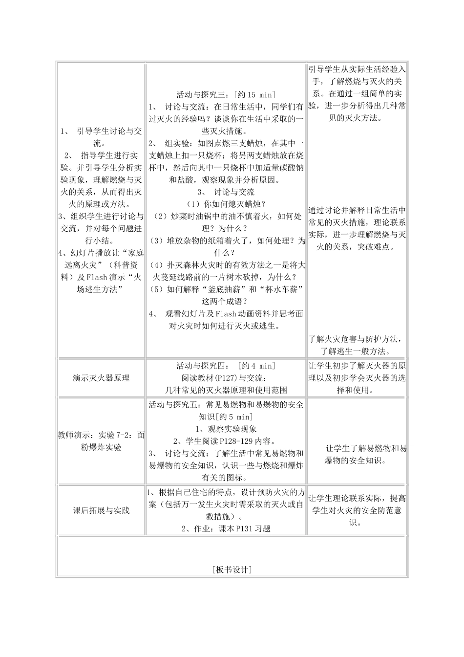 九年级化学 第7章燃烧和灭火教案 人教新课标版_第3页