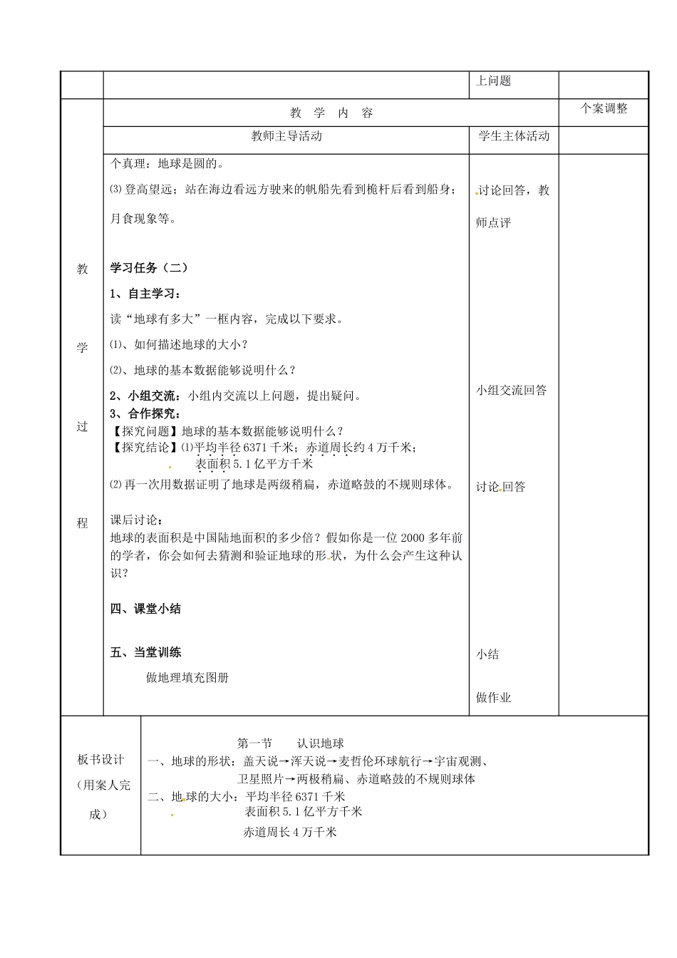 七年级地理上册 2.1 认识地球教案（1）（新版）湘教版-（新版）湘教版初中七年级上册地理教案_第2页