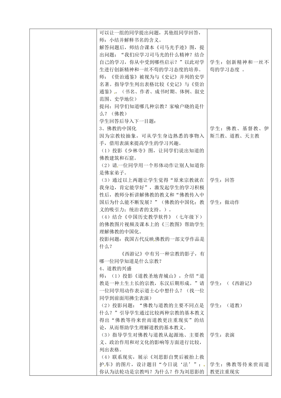 七年级历史下册 18 思想文化教案 华东师大版-华东师大版初中七年级下册历史教案_第2页
