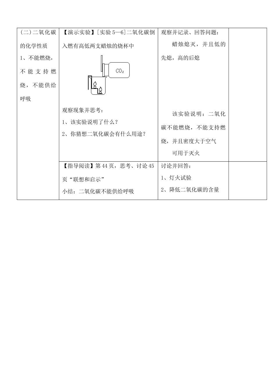 九年级化学上册 2.3奇妙的二氧化碳教案（第一课时） 沪教版_第3页