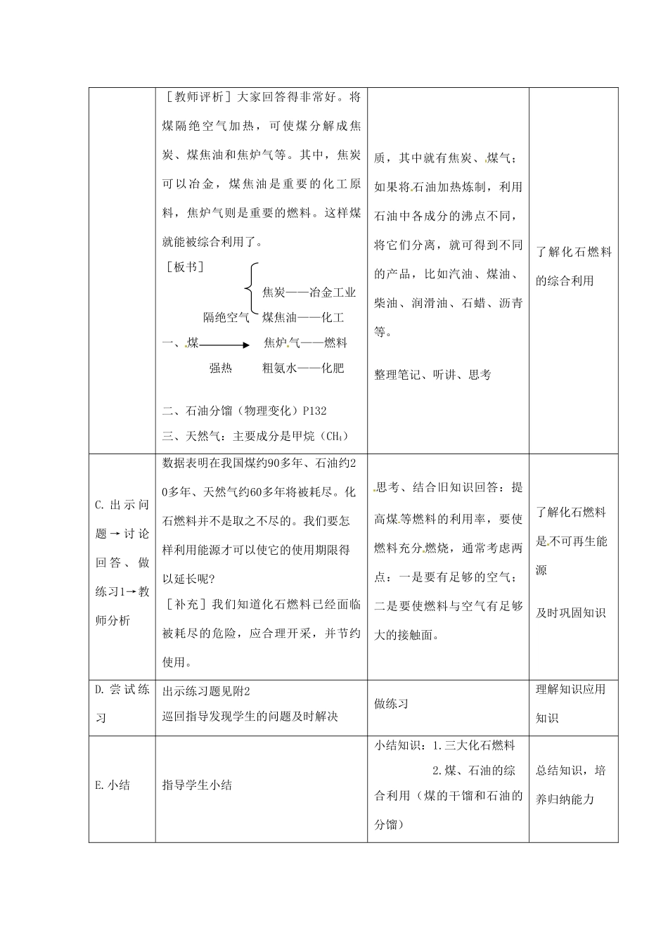 九年级化学 专题6单元3能源的开发与利用（1） 教案 湘教版_第3页