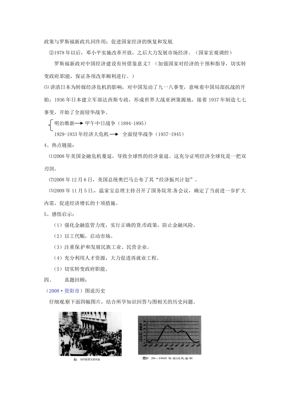 山东省泰安市桃园中学2011-2012学年九年级历史上册《专题9 经济大危机及其影响》专题备课稿 人教新课标版_第3页