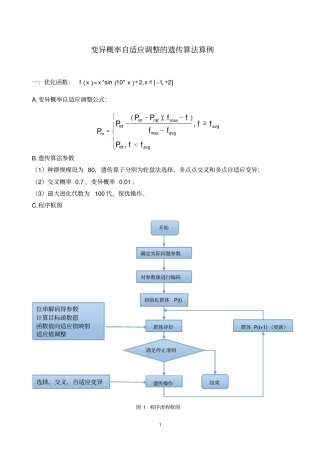 变异概率自适应调整的遗传算法GA程序资料