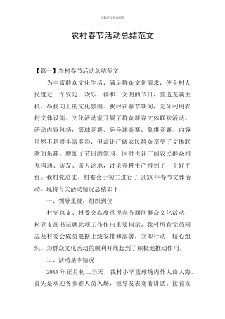 农村春节活动总结范文