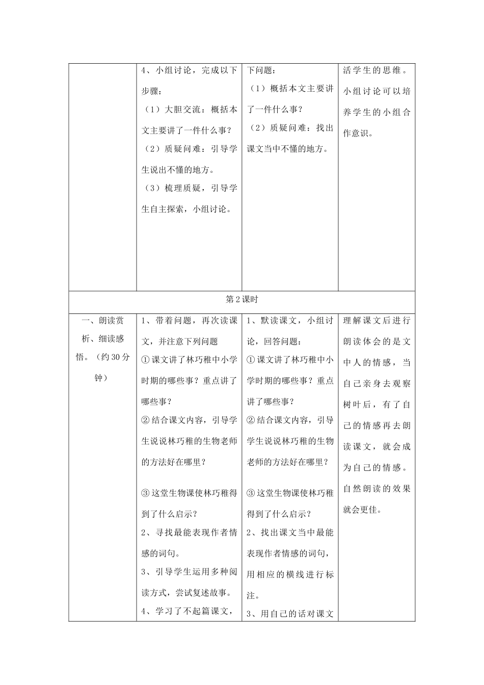 四年级语文上册 10.树叶都是绿色的吗（1）教案 语文S版-语文S版小学四年级上册语文教案_第3页
