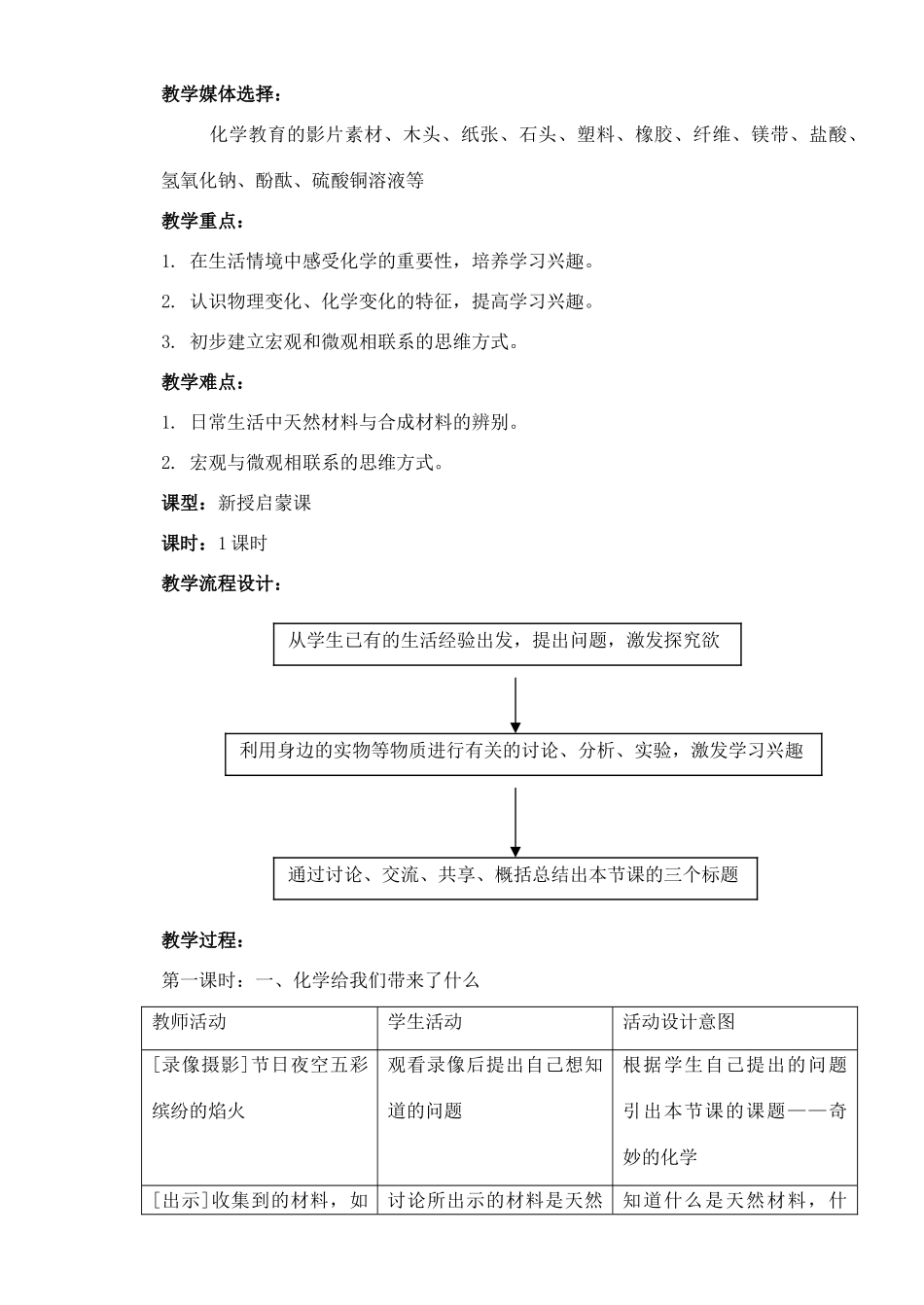九年级化学《11奇妙的化学》教案鲁教版_第2页