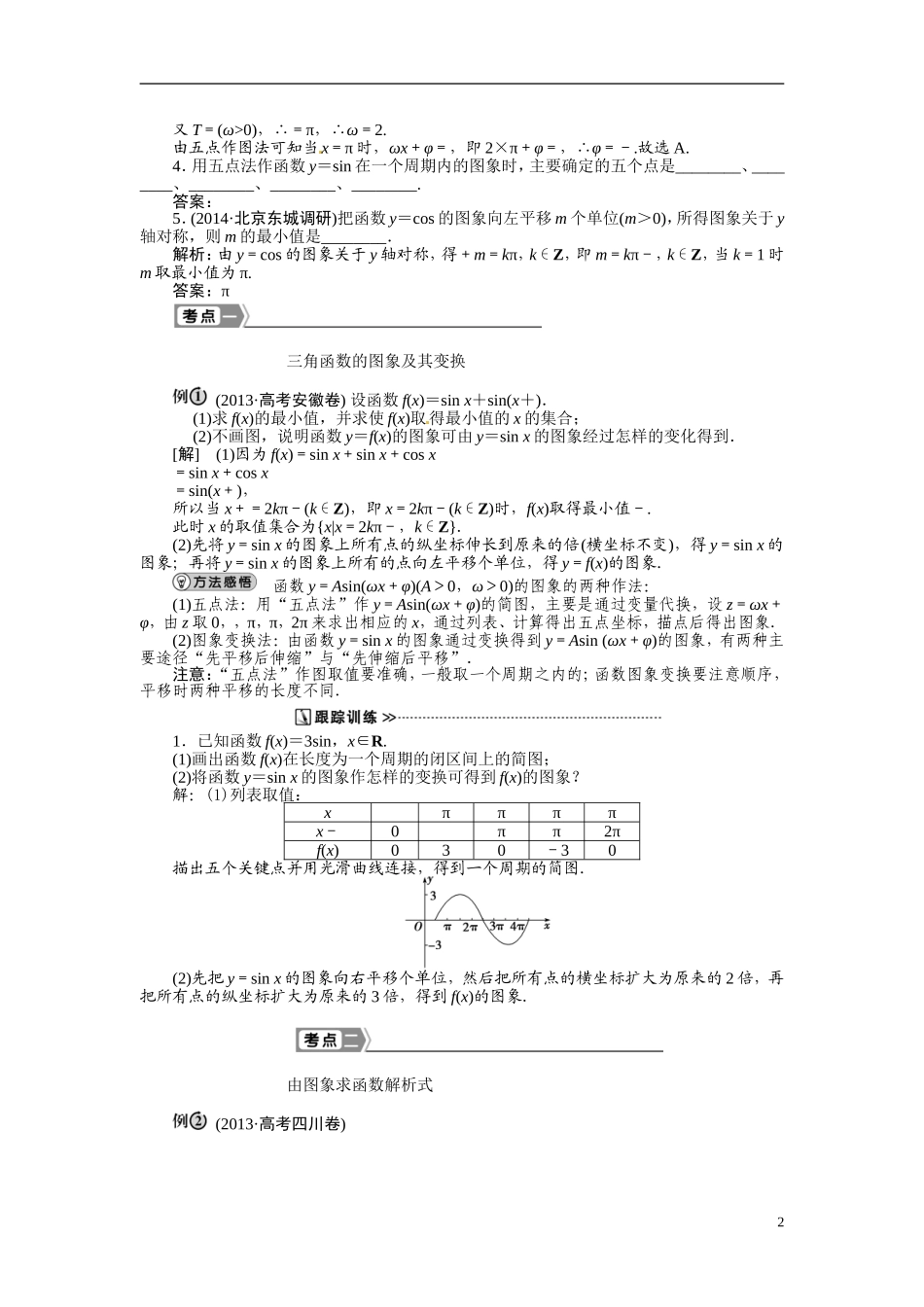 浙江省台州市临海市第六中学高三数学第一轮复习讲解 函数y＝Asin(ωx＋φ)的图像_第2页