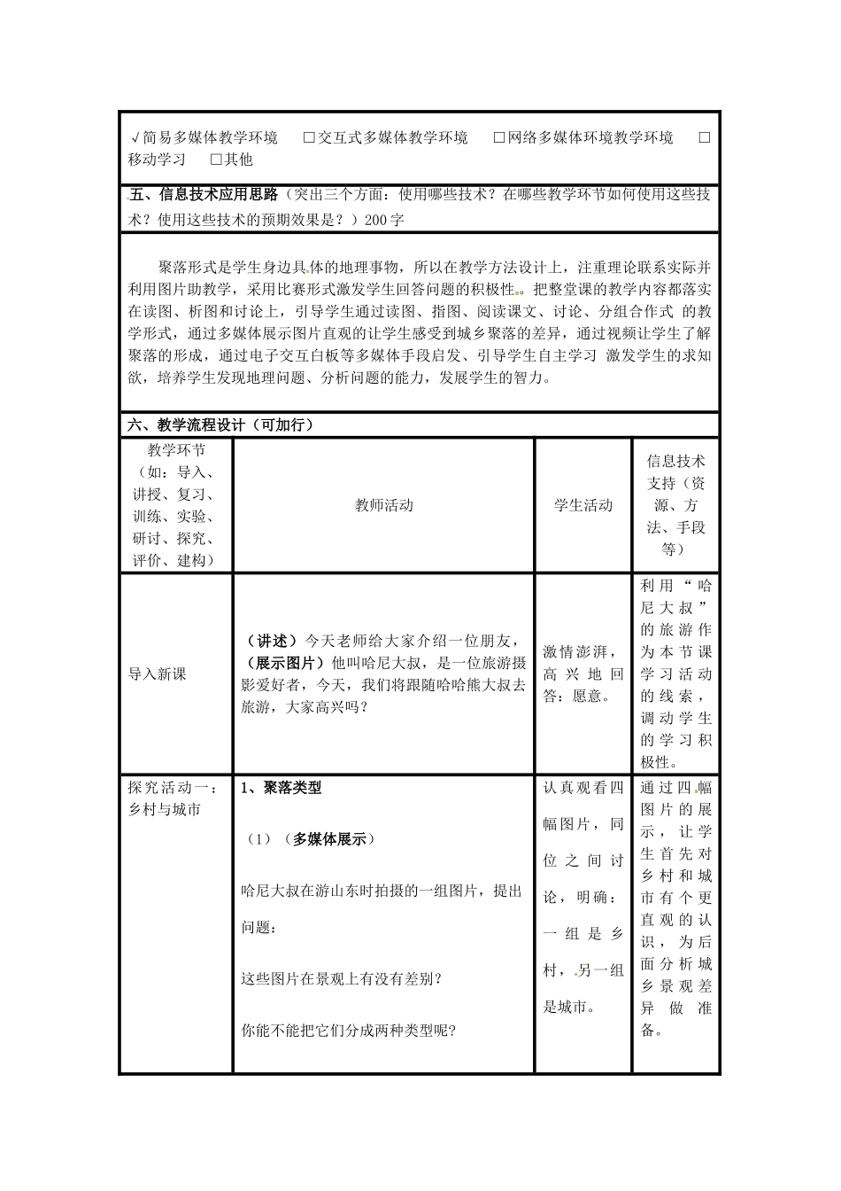 七年级地理上册 5.3 聚落—人类的聚居地教学设计 （新版）商务星球版-（新版）商务星球版初中七年级上册地理教案_第2页
